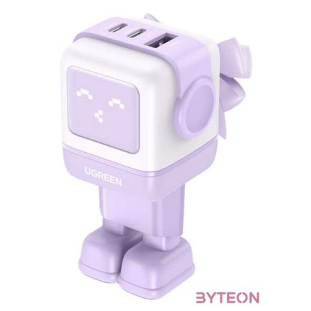 Wall charger Ugreen Nexode RG (Robot GaN), 2x USB-C  USB, 65W (purple)