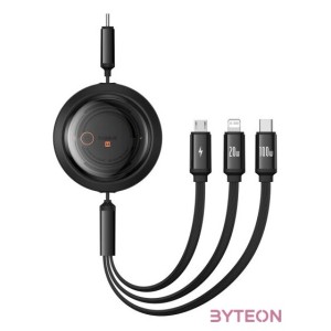 Fast Charging Cable 3in1 Baseus Free2Draw USB-C to USB-C,Lightning,Micro 100W, 1,1m (black)