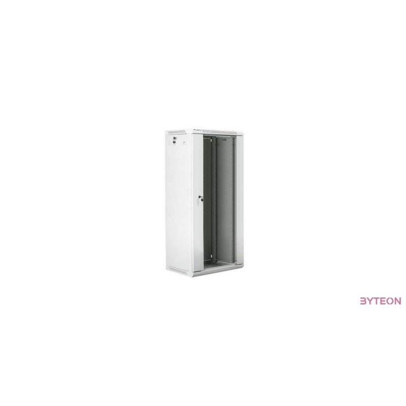 Lanberg 19'' fali rack szekrény 27U 600x450mm szürke (üvegajtó)