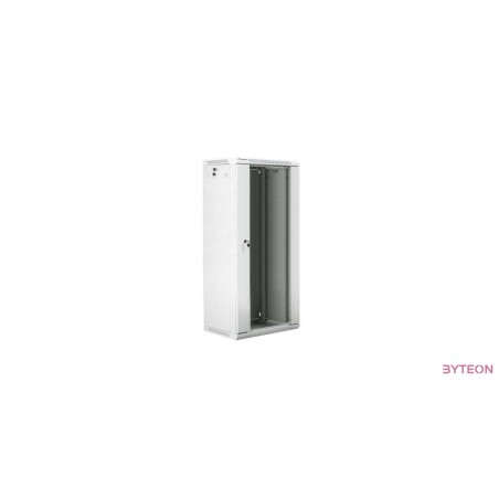 Lanberg 19'' fali rack szekrény 27U 600x450mm szürke (üvegajtó)