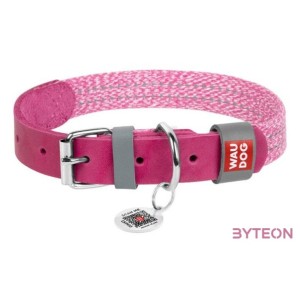 Classic Dog collar with QR code Waudog size L pink
