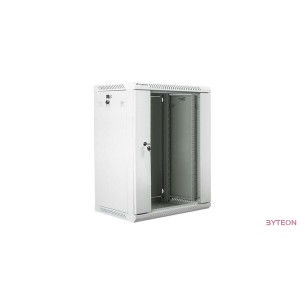 Lanberg 19'' fali rack szekrény 15U 600x450mm szürke (üvegajtó)