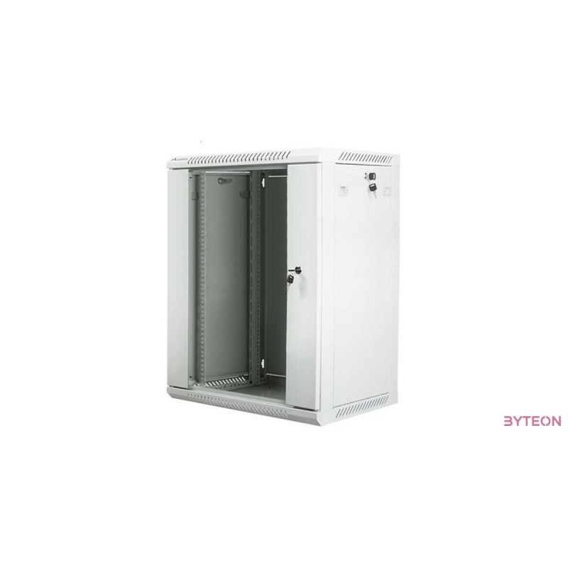 Lanberg 19'' fali rack szekrény 18U 600x450mm szürke (üvegajtó)