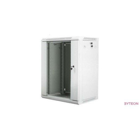 Lanberg 19'' fali rack szekrény 18U 600x450mm szürke (üvegajtó)