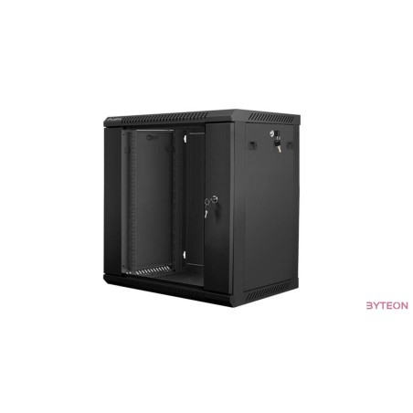 Lanberg 19'' fali rack szekrény 12U 600x450mm fekete (üvegajtó)