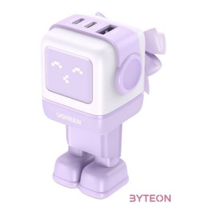 Wall charger Ugreen Nexode RG (Robot GaN), 2x USB-C  USB, 65W (purple)