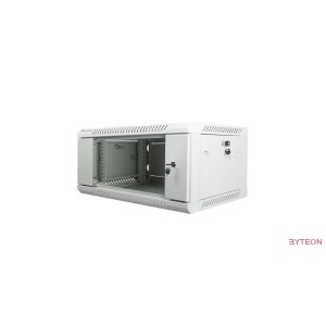 Lanberg 19'' fali rack szekrény 4U 600x450mm szürke (üvegajtó)