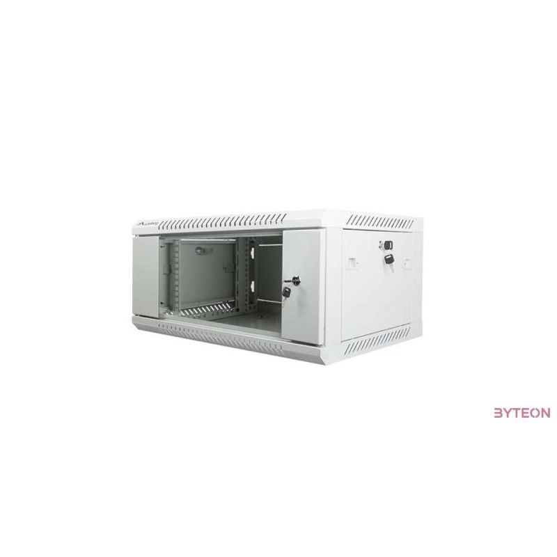 Lanberg 19'' fali rack szekrény 4U 600x450mm szürke (üvegajtó)