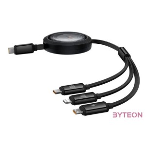 Fast Charging Cable 3in1 Baseus Free2Draw USB-C to USB-C,Lightning,Micro 100W, 1,1m (black)