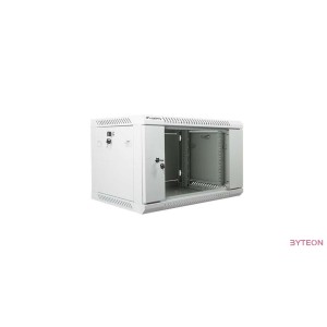 Lanberg 19'' fali rack szekrény 6U 600x450mm szürke (üvegajtó)