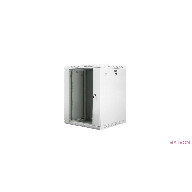 Lanberg 19'' fali rack szekrény 15U 600x600mm szürke (üvegajtó)