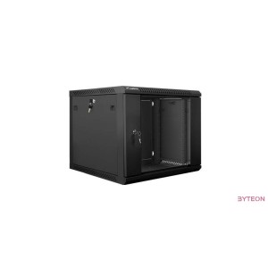 Lanberg 19'' fali rack szekrény 9U 600x600mm fekete (üvegajtó)