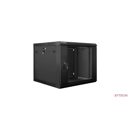 Lanberg 19'' fali rack szekrény 9U 600x600mm fekete (üvegajtó)