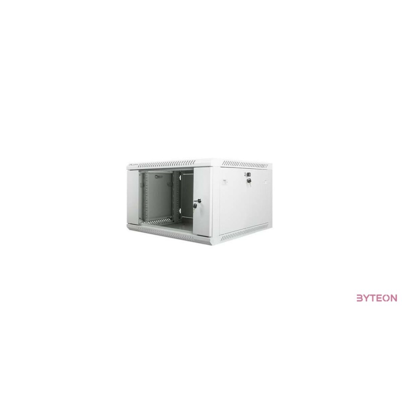 Lanberg 19'' fali rack szekrény 6U 600x600mm szürke (üvegajtó)