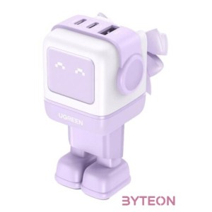 Wall charger Ugreen Nexode RG (Robot GaN), 2x USB-C  USB, 65W (purple)