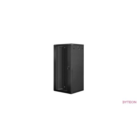 Lanberg 19'' fali rack szekrény 27U 600x600mm fekete (üvegajtó)