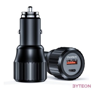 Choetech 63W Dual USB-C 45w  USB-A 18w gyors autós töltő (fekete)