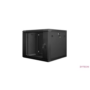 Lanberg 19'' fali rack szekrény 9U 600x600mm fekete (üvegajtó)