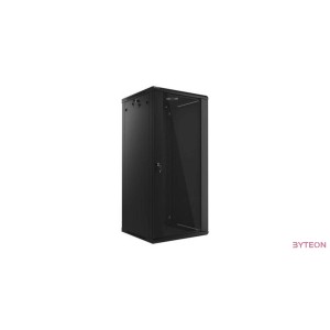 Lanberg 19'' fali rack szekrény 27U 600x600mm fekete (üvegajtó)