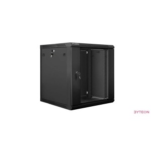 Lanberg 19'' fali rack szekrény 12U 600x600mm fekete (üvegajtó)