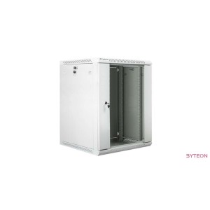 Lanberg 19'' fali rack szekrény 15U 600x600mm szürke (üvegajtó)