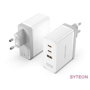 Wall charger, Vention, FEGW0-EU, 2xUSB-C, USB- A, 100W,100W,30W, GaN (white)