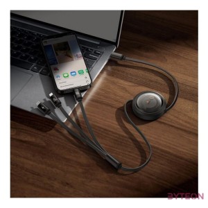 Fast Charging Cable 3in1 Baseus Free2Draw USB-C to USB-C,Lightning,Micro 100W, 1,1m (black)