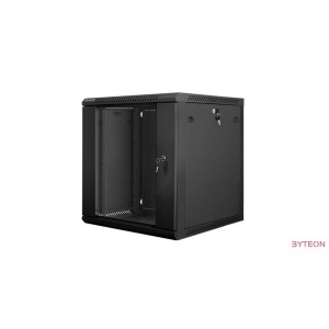 Lanberg 19'' fali rack szekrény 12U 600x600mm fekete (üvegajtó)