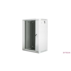 Lanberg 19'' fali rack szekrény 18U 600x450mm szürke (üvegajtó)
