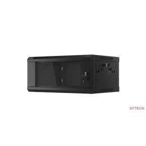 Lanberg 19'' fali rack szekrény 4U 600x450mm fekete (üvegajtó)
