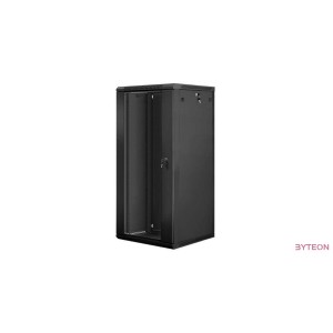 Lanberg 19'' fali rack szekrény 27U 600x600mm fekete (üvegajtó)