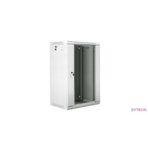 Lanberg 19'' fali rack szekrény 18U 600x450mm szürke (üvegajtó)