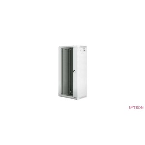 Lanberg 19'' fali rack szekrény 27U 600x450mm szürke (üvegajtó)