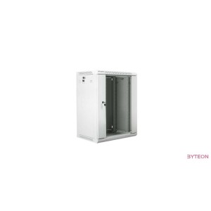 Lanberg 19'' fali rack szekrény 15U 600x450mm szürke (üvegajtó)