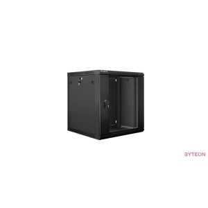 Lanberg 19'' fali rack szekrény 12U 600x600mm fekete (üvegajtó)