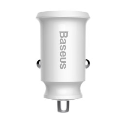 Baseus  Grain Car Charger Mini Universal Smart Car Charger White