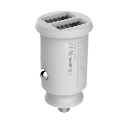 Baseus  Grain Car Charger Mini Universal Smart Car Charger White