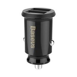 Baseus  Grain Car Charger Mini Universal Smart Car Charger Black