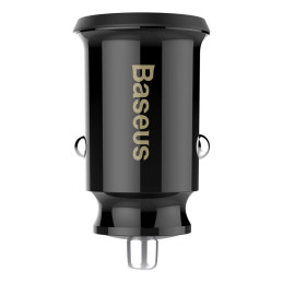 Baseus  Grain Car Charger Mini Universal Smart Car Charger Black