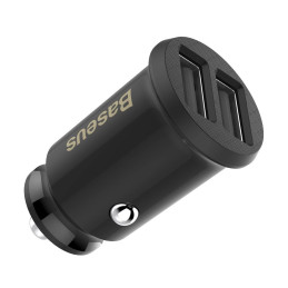 Baseus  Grain Car Charger Mini Universal Smart Car Charger Black