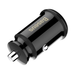 Baseus  Grain Car Charger Mini Universal Smart Car Charger Black