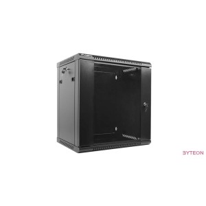 Lanberg 19'' fali rack szekrény 12U 600x450mm fekete (üvegajtó)
