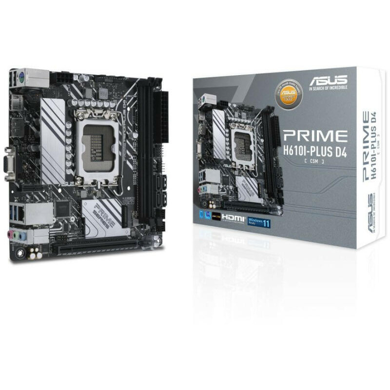 ASUS PRIME H610I-PLUS D4-CSM Intel H610 LGA 1700 2DDR4 1xPCIe 4.0/3.0 x16 1xM.2 4xSATA 6Gb/s 4xUSB 3.2 Mini ITX MB