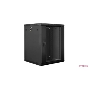 Lanberg 19'' fali rack szekrény 15U 600x600mm fekete (üvegajtó)
