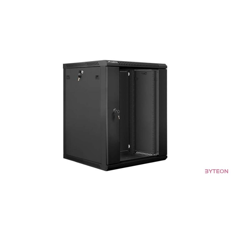 Lanberg 19'' fali rack szekrény 15U 600x600mm fekete (üvegajtó)