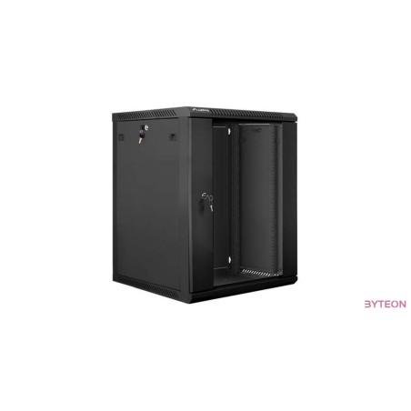 Lanberg 19'' fali rack szekrény 15U 600x600mm fekete (üvegajtó)
