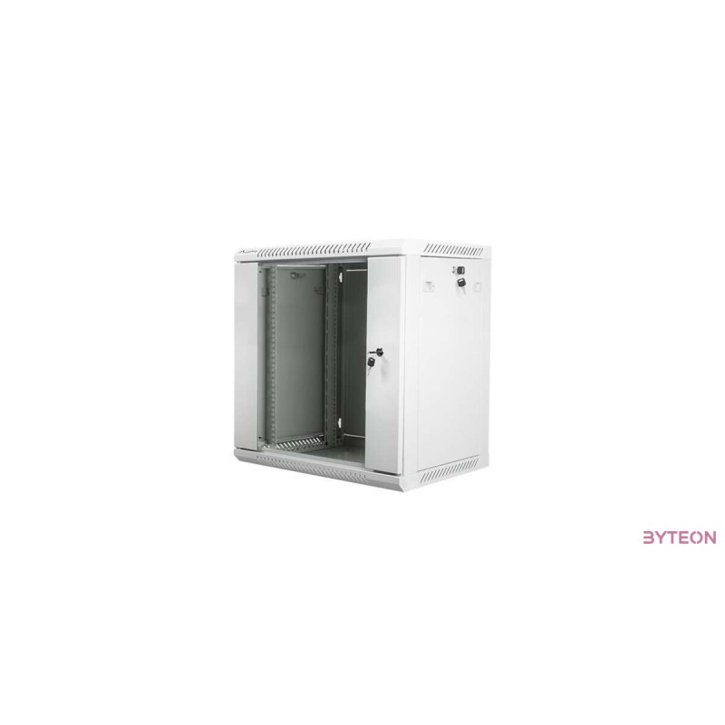 Lanberg 19'' fali rack szekrény 12U 600x450mm szürke (üvegajtó)