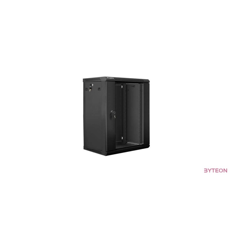 Lanberg 19'' fali rack szekrény 15U 600x450mm fekete (üvegajtó)
