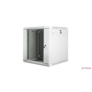 Lanberg 19'' fali rack szekrény 12U 600x600mm szürke (üvegajtó)