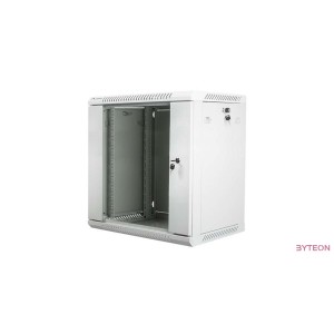 Lanberg 19'' fali rack szekrény 12U 600x450mm szürke (üvegajtó)